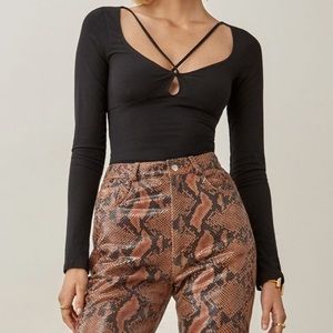 Reformation Long Sleeve Cut Out Top